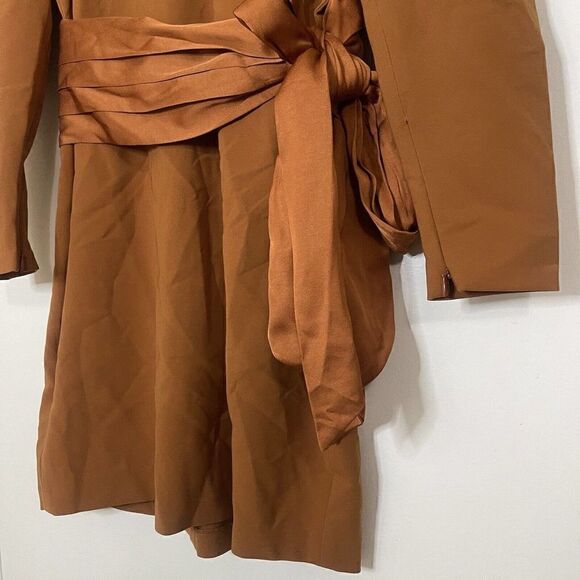 SACHIN + BABI Long Sleeve Amina Satin Tie Dress Burnt orange size US US 8 $550 - Picture 3 of 7
